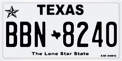 TX license plate BBN8240
