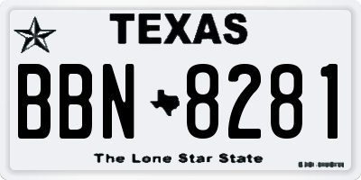 TX license plate BBN8281