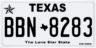 TX license plate BBN8283