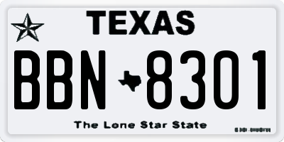 TX license plate BBN8301
