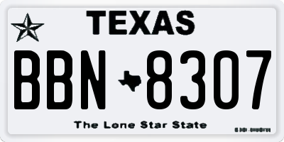 TX license plate BBN8307