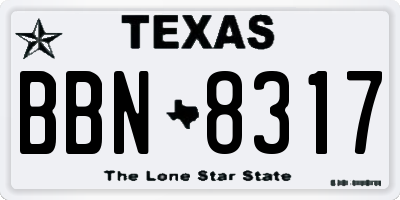 TX license plate BBN8317