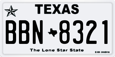 TX license plate BBN8321