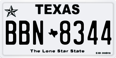 TX license plate BBN8344