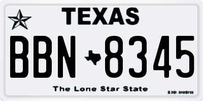 TX license plate BBN8345