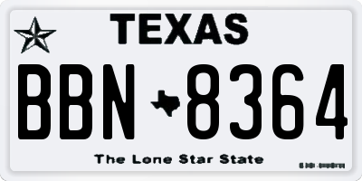 TX license plate BBN8364