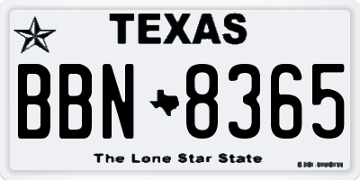 TX license plate BBN8365