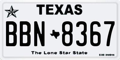 TX license plate BBN8367