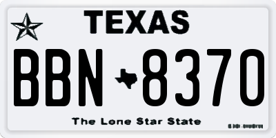 TX license plate BBN8370