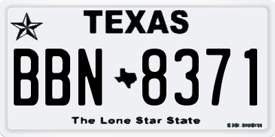 TX license plate BBN8371