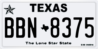 TX license plate BBN8375