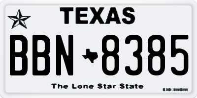 TX license plate BBN8385
