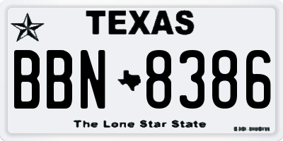 TX license plate BBN8386