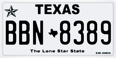 TX license plate BBN8389