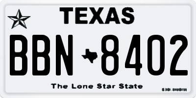 TX license plate BBN8402