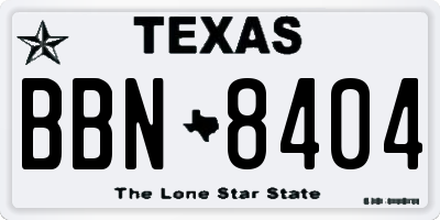 TX license plate BBN8404