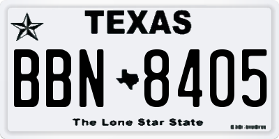 TX license plate BBN8405