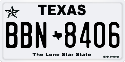 TX license plate BBN8406