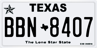 TX license plate BBN8407