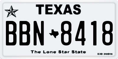 TX license plate BBN8418