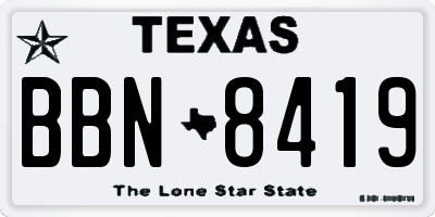 TX license plate BBN8419