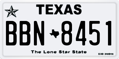 TX license plate BBN8451