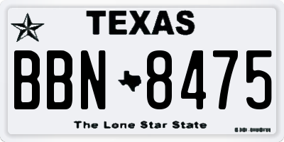 TX license plate BBN8475