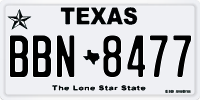 TX license plate BBN8477