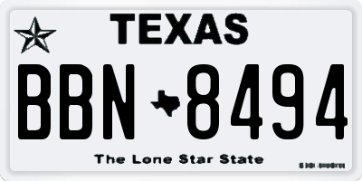 TX license plate BBN8494