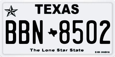 TX license plate BBN8502