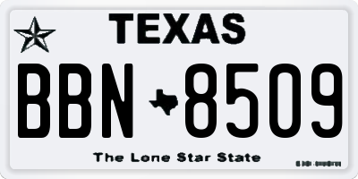 TX license plate BBN8509