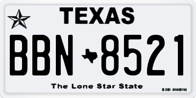 TX license plate BBN8521