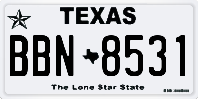 TX license plate BBN8531