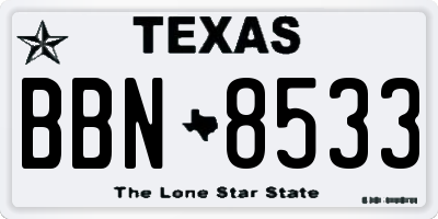 TX license plate BBN8533