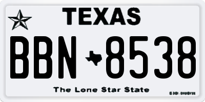 TX license plate BBN8538