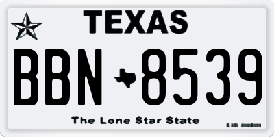 TX license plate BBN8539