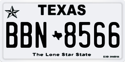 TX license plate BBN8566