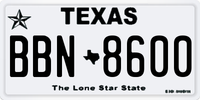 TX license plate BBN8600