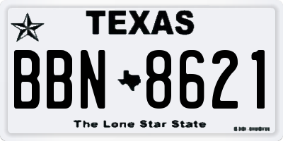 TX license plate BBN8621