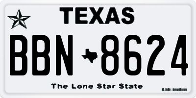 TX license plate BBN8624