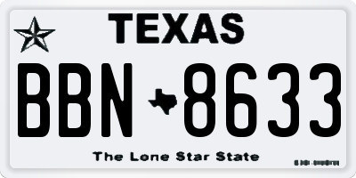 TX license plate BBN8633