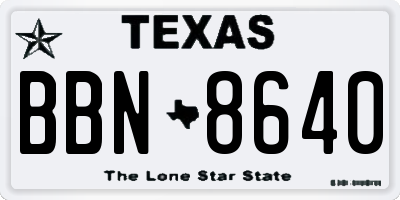 TX license plate BBN8640