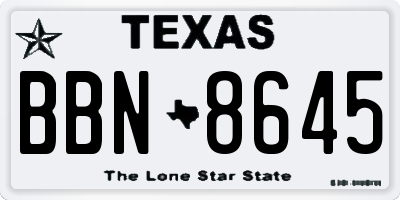 TX license plate BBN8645
