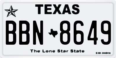 TX license plate BBN8649