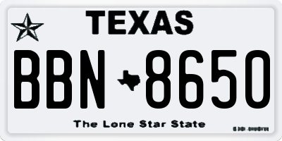 TX license plate BBN8650