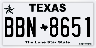 TX license plate BBN8651