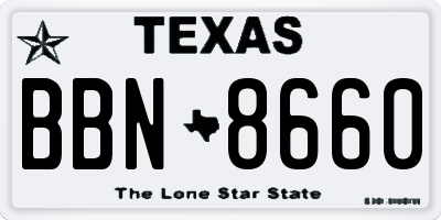 TX license plate BBN8660