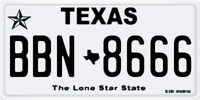 TX license plate BBN8666