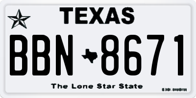 TX license plate BBN8671