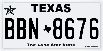 TX license plate BBN8676